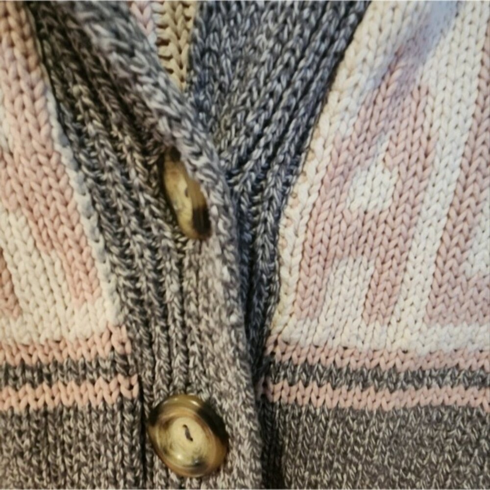 Cotton Country Button Up Knit Canada Pink/Grey Cardigan Maple‎ Leaf Back - Picture 11 of 13